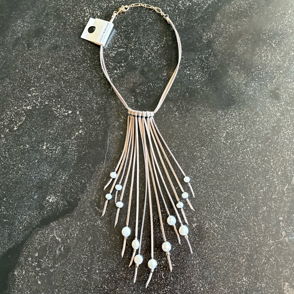 🌟HOST PICK🌟 NWT Lucky Brand Leather and Pearl Necklace